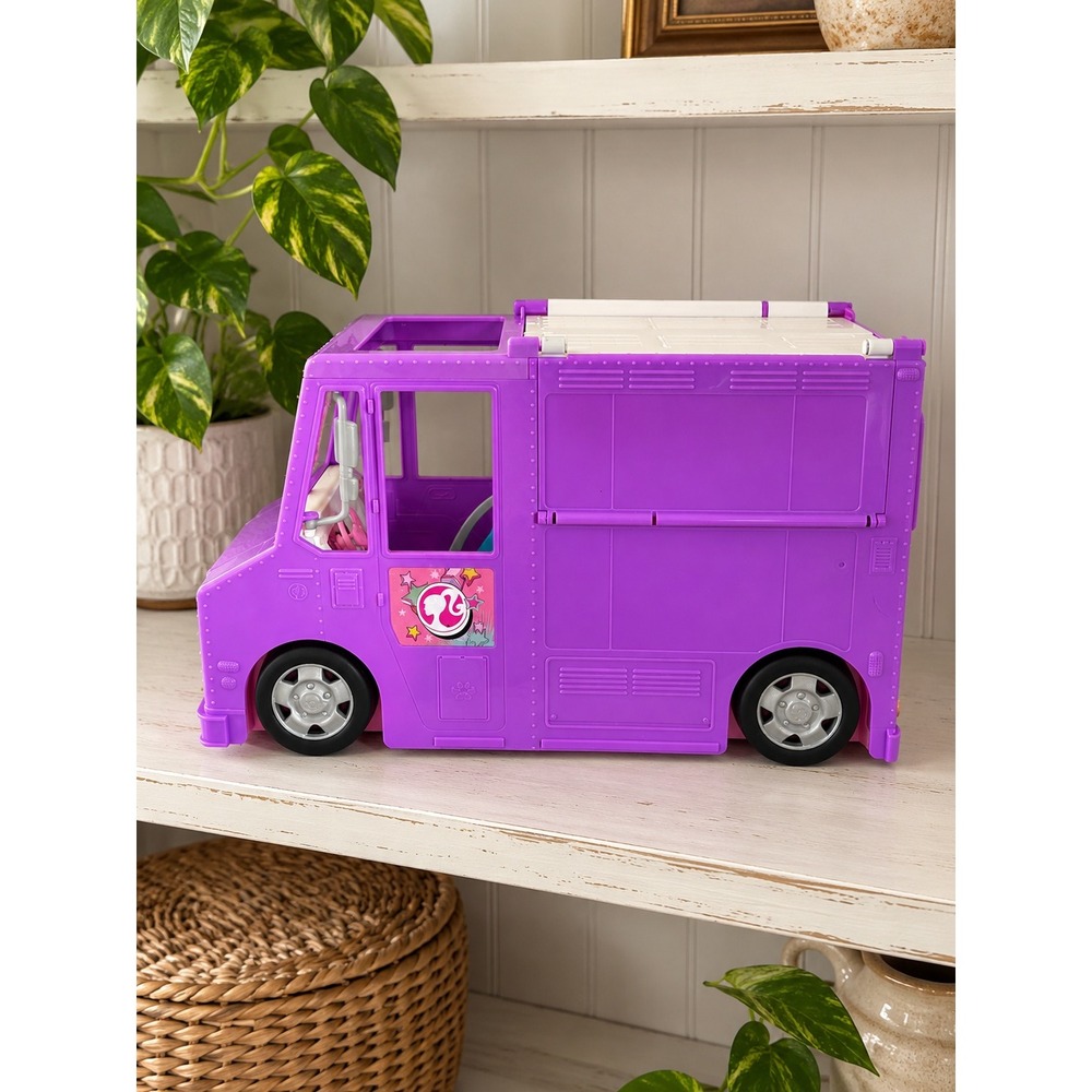 Barbie Fresh N Fun Food Truck Mattel 2020 Purple RV Playset Food Accessories 18"